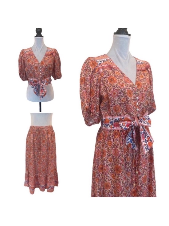 Rachel Zoe Dresses & Skirts - Rachel Zoe NWT 2 piece set linen crop top & skirt bohemian festival size medium
